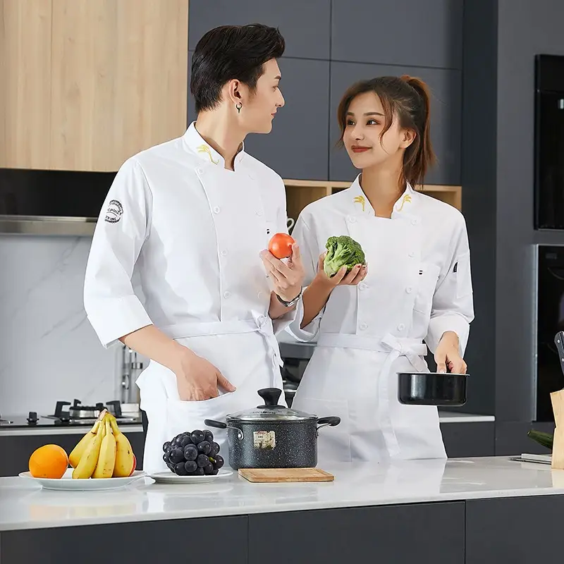Double-breasted Chef's Suit Black Long Sleeve Western Style - Image 6