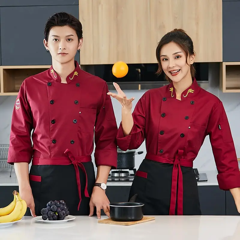 Double-breasted Chef's Suit Black Long Sleeve Western Style - Image 7
