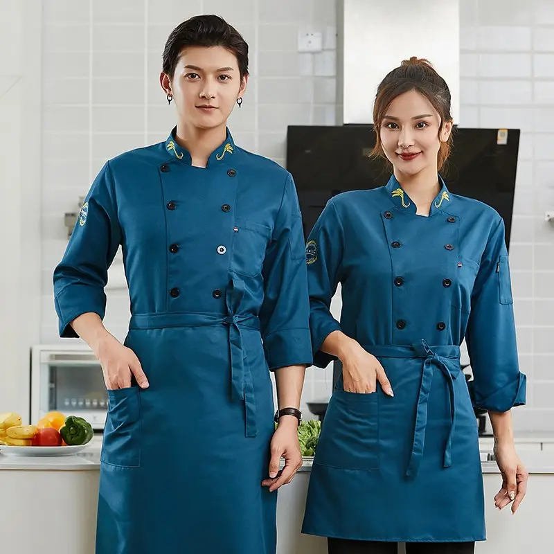 Double-breasted Chef's Suit Black Long Sleeve Western Style - Image 8