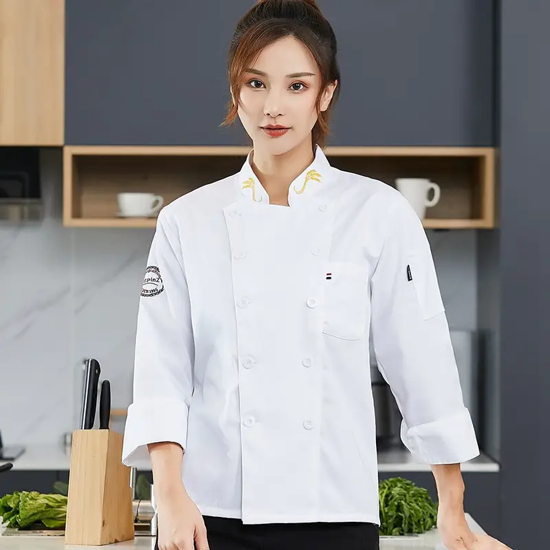 Double-breasted Chef's Suit Black Long Sleeve Western Style - Image 9