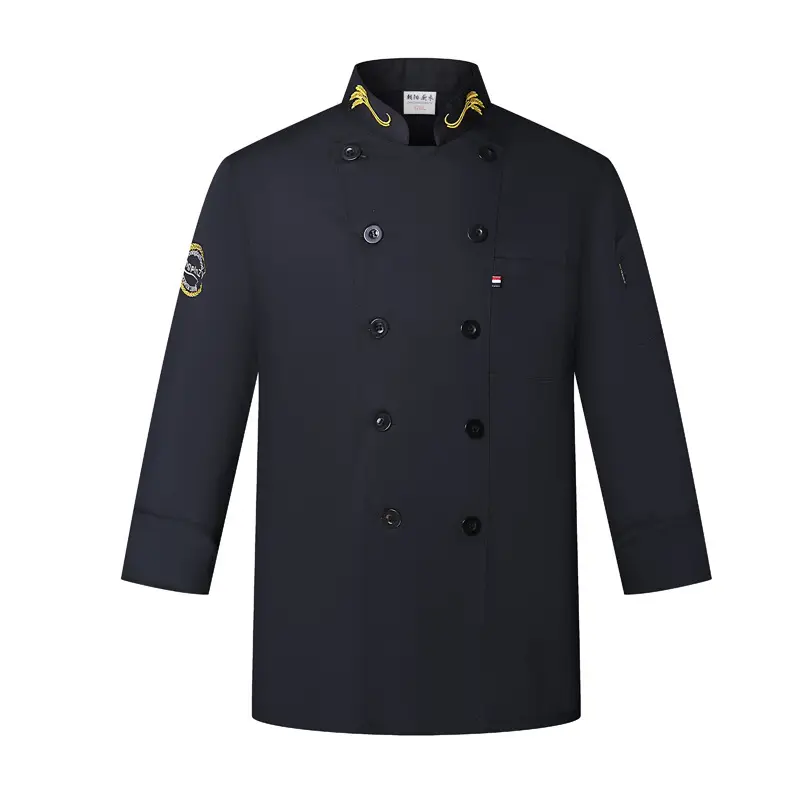 Double-breasted Chef's Suit Black Long Sleeve Western Style - Image 3