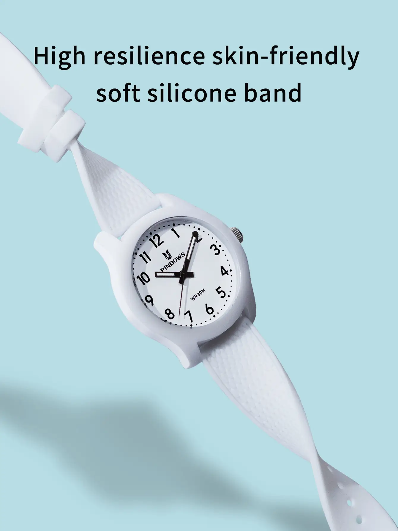 Pindows Student Exam Watch Pink Silicone Strap Quartz — feature 7