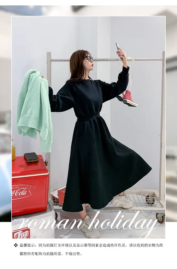 Women Korean Style Slimming Sweatshirt Dress Winter Warm — feature 3