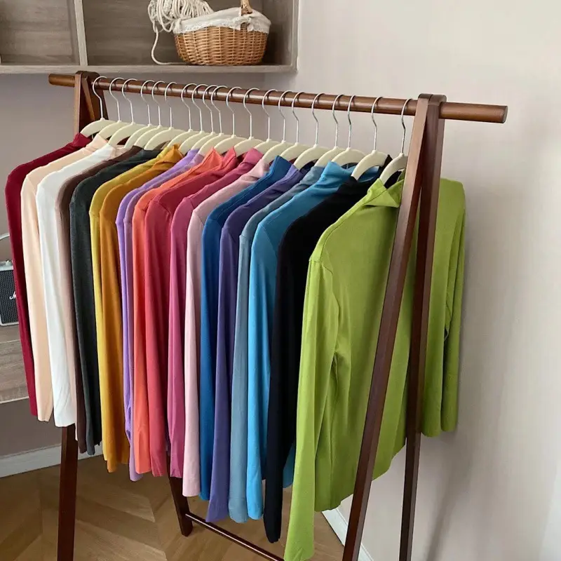 20-Color Women's Pure Cotton Half-High Collar Shirt