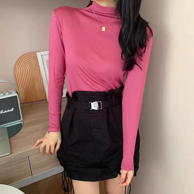 20-Color Women's Pure Cotton Half-High Collar Shirt