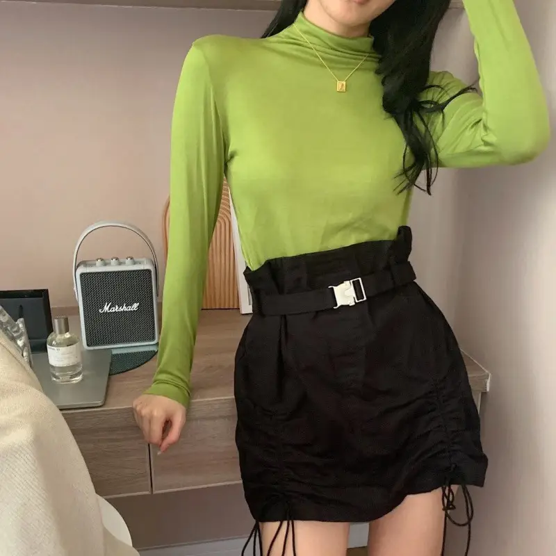 20-Color Women's Pure Cotton Half-High Collar Shirt