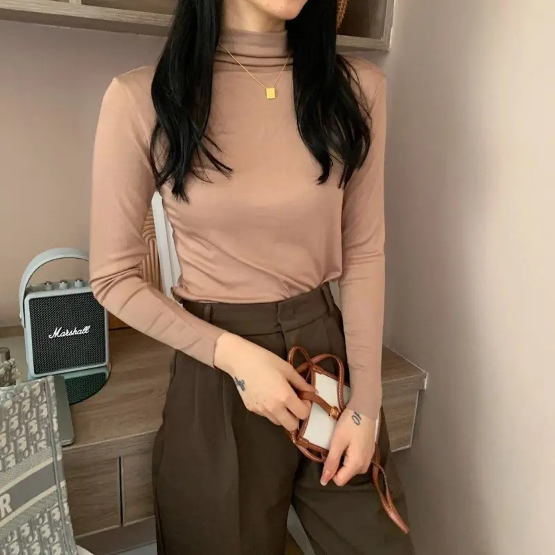20-Color Women's Pure Cotton Half-High Collar Shirt