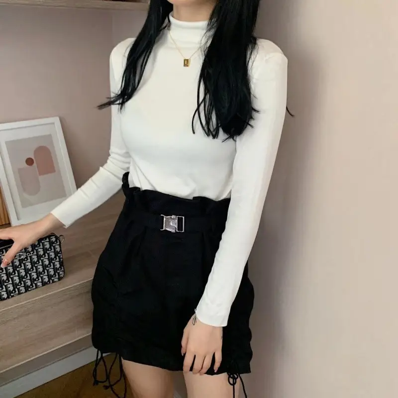 20-Color Women's Pure Cotton Half-High Collar Shirt