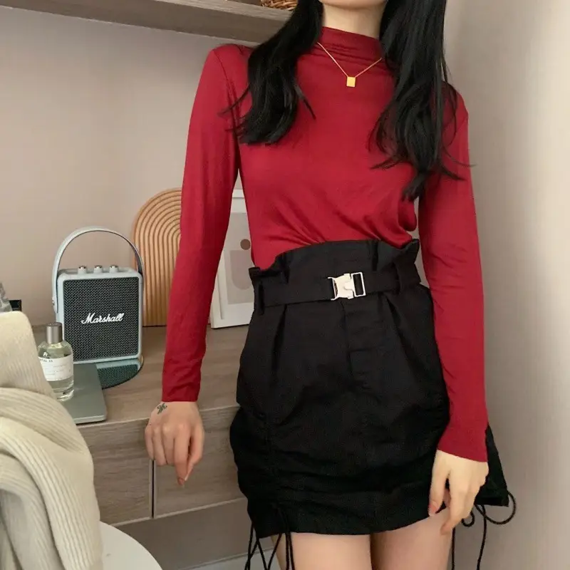 20-Color Women's Pure Cotton Half-High Collar Shirt