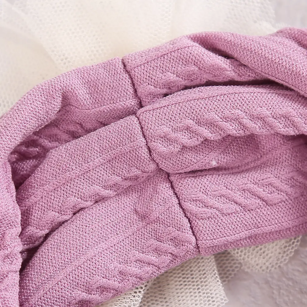 Baby Jacquard Hair Band with Pink Flower Accent - Image 16