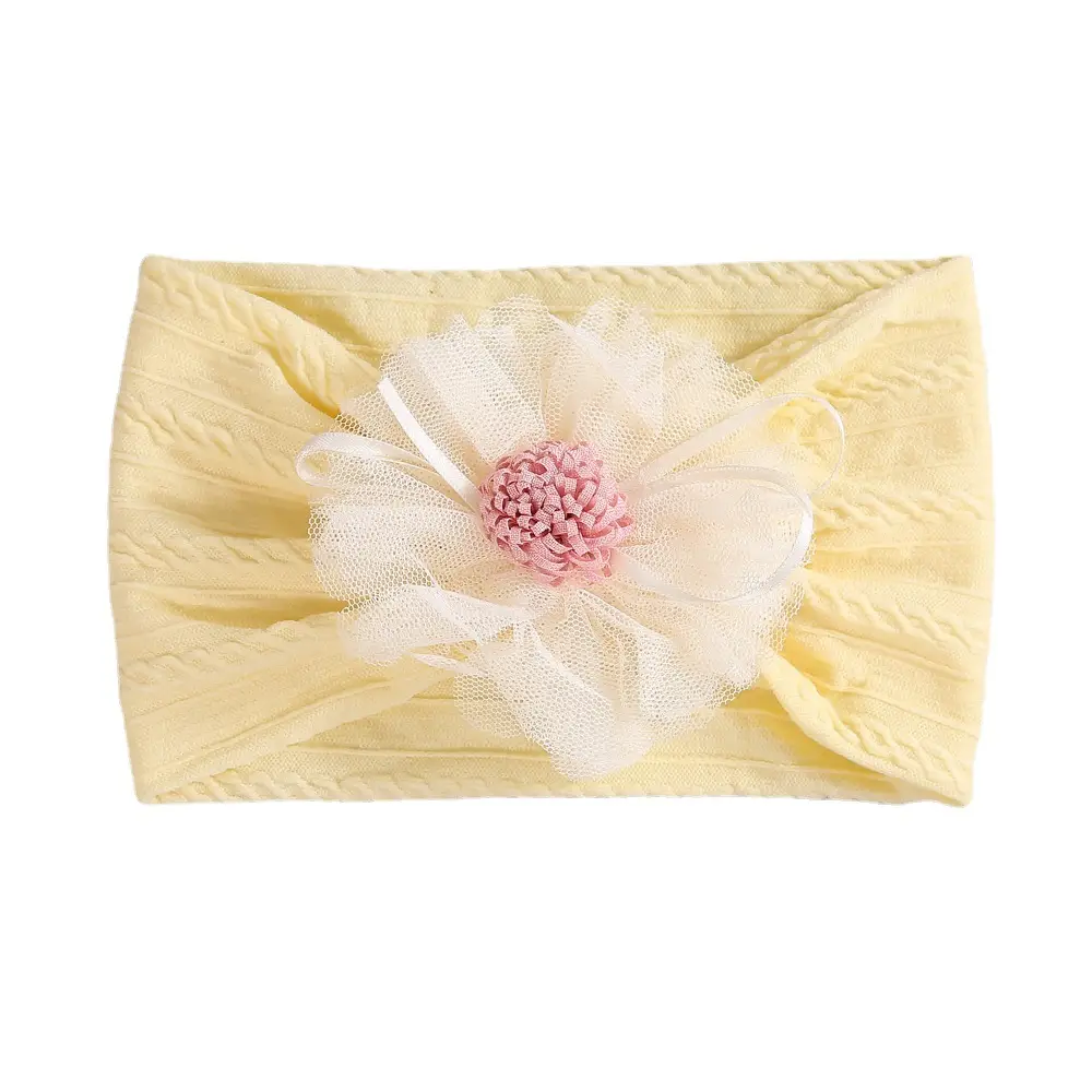Baby Jacquard Hair Band with Pink Flower Accent - Image 17