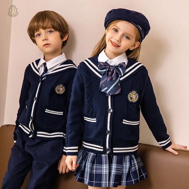 Children British Style Navy School Uniform 3-Piece Set - Image 3