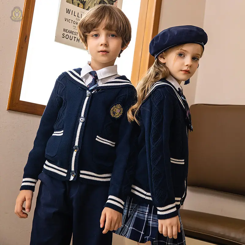 Children British Style Navy School Uniform 3-Piece Set - Image 4