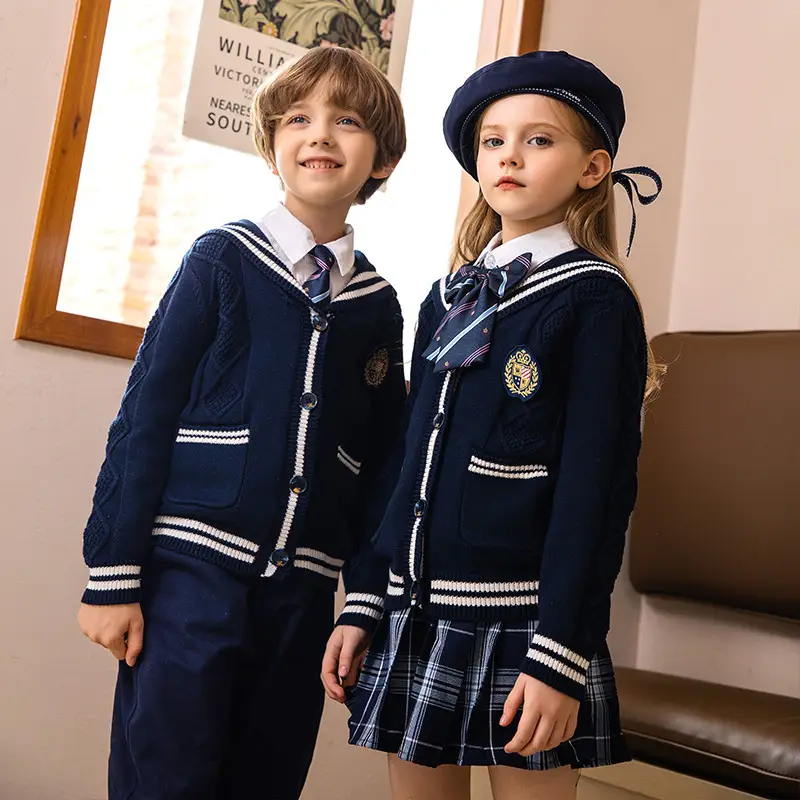 Children British Style Navy School Uniform 3-Piece Set - Image 5