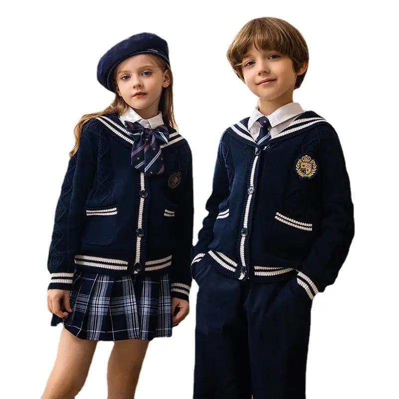 Children British Style Navy School Uniform 3-Piece Set - Image 6