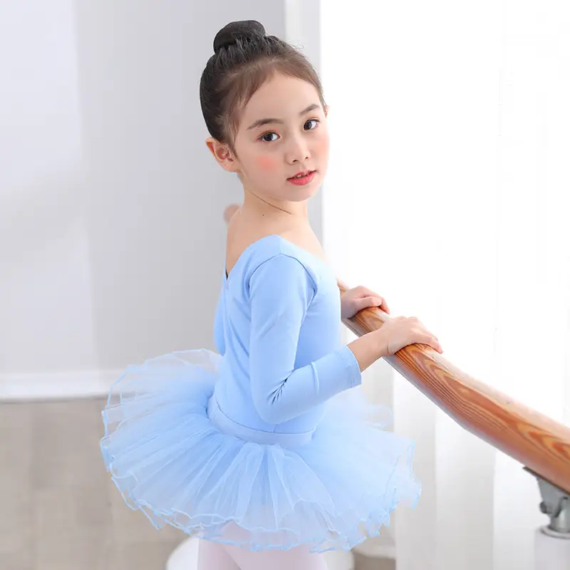 Light Blue Chinese Dance Test One-Piece Summer Girls' Practice Wear - Image 23