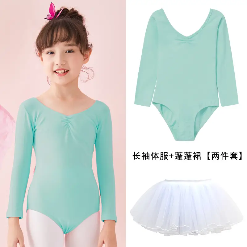 Light Blue Chinese Dance Test One-Piece Summer Girls' Practice Wear - Image 24