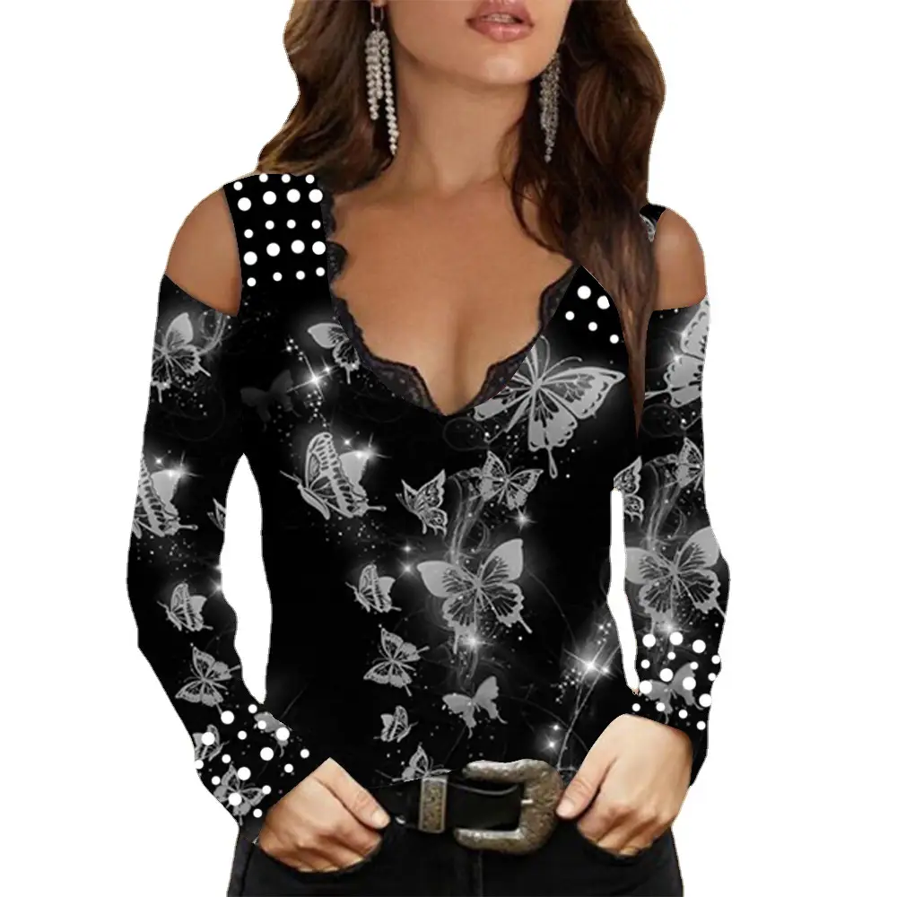 Autumn Butterfly Knitted V-Neck Long Sleeve Top - Image 8