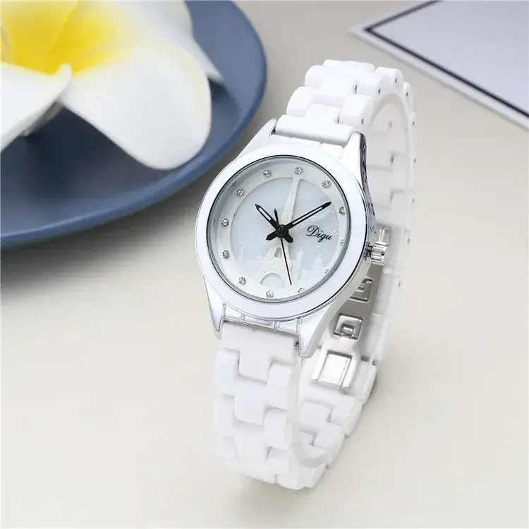Women's White Ceramic Quartz Watch Waterproof Casual - Image 4