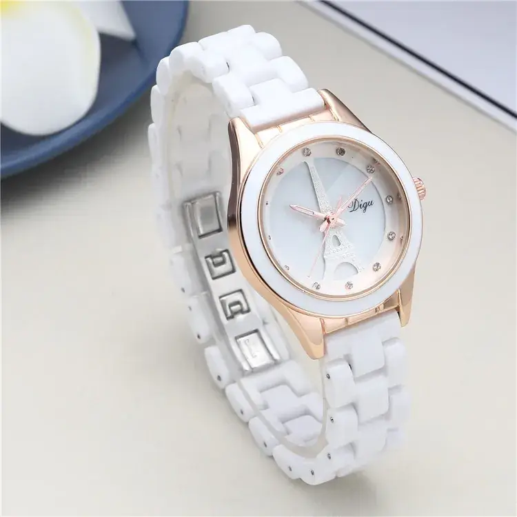 Women's White Ceramic Quartz Watch Waterproof Casual - Image 2