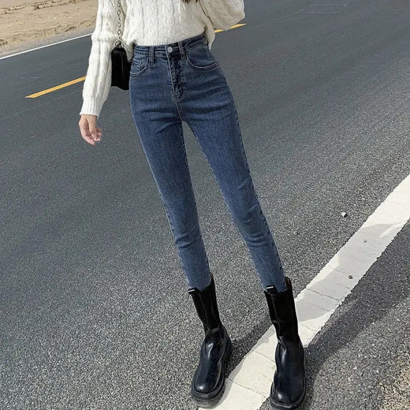 Women Skinny Jeans Blue Grey Slim Fit Ankle Length - Image 10