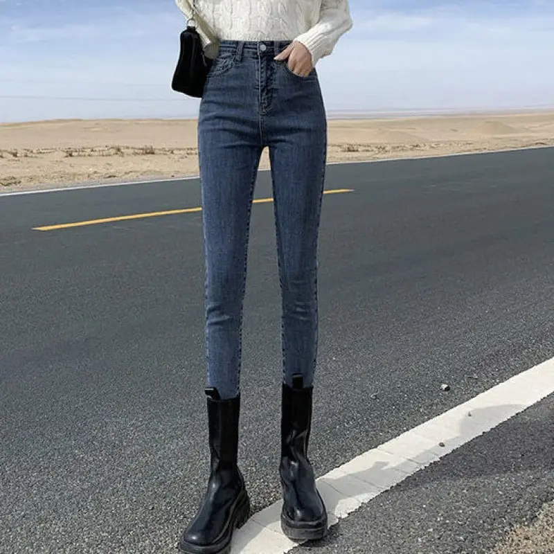 Women Skinny Jeans Blue Grey Slim Fit Ankle Length - Image 11