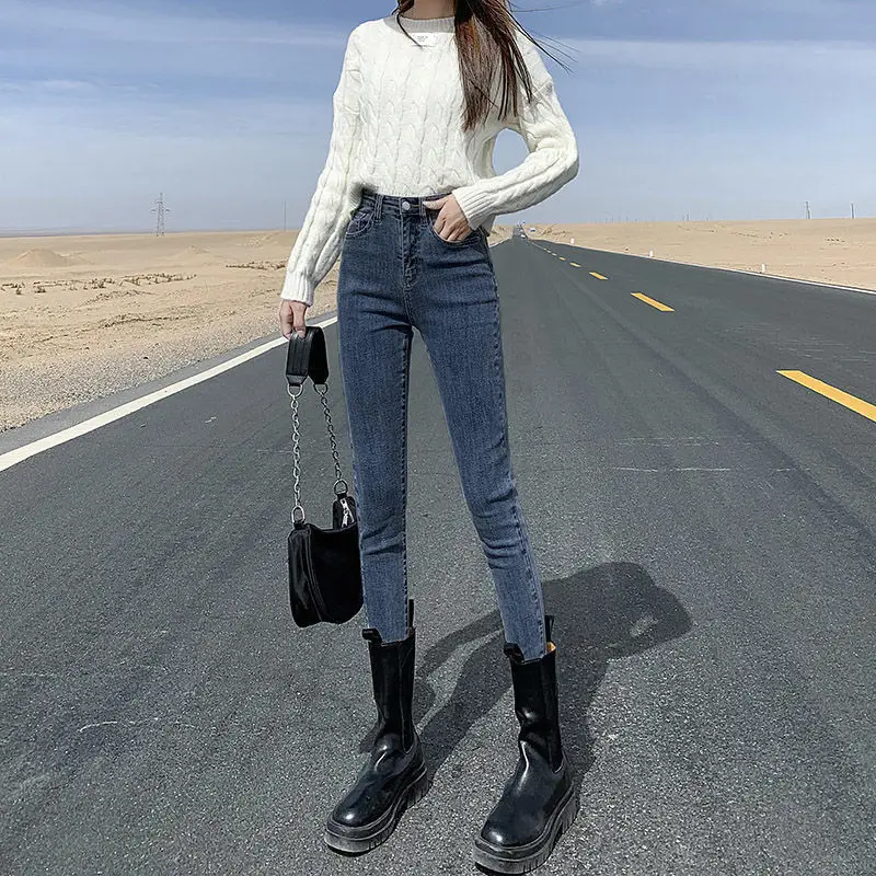 Women Skinny Jeans Blue Grey Slim Fit Ankle Length — feature 1