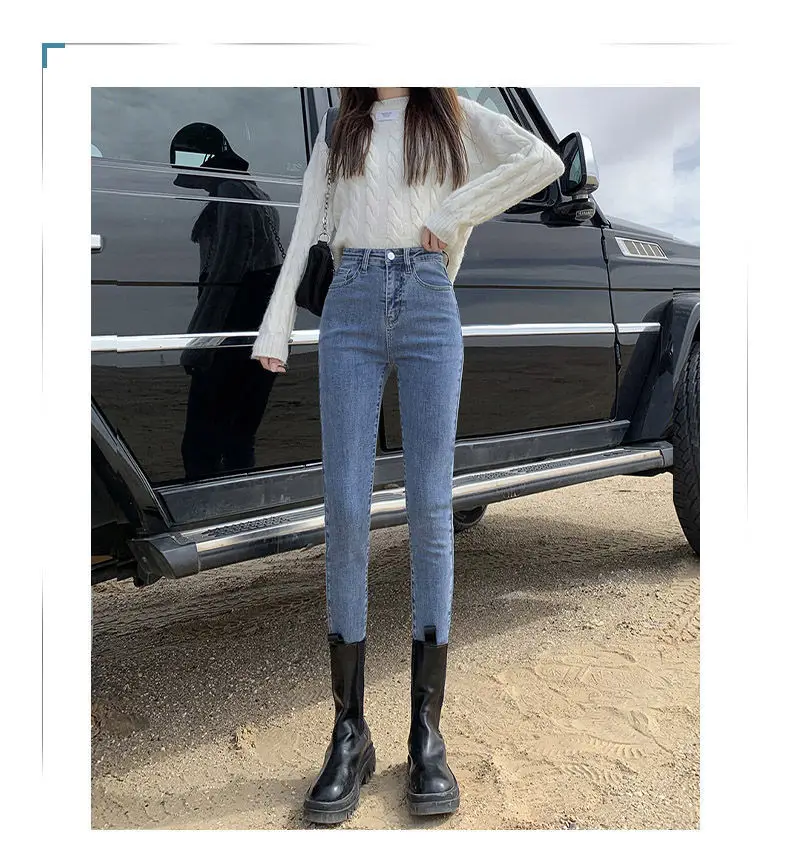 Women Skinny Jeans Blue Grey Slim Fit Ankle Length — feature 10