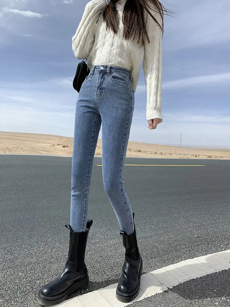 Women Skinny Jeans Blue Grey Slim Fit Ankle Length — feature 11
