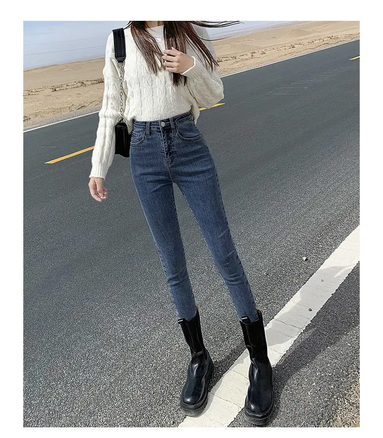 Women Skinny Jeans Blue Grey Slim Fit Ankle Length — feature 13