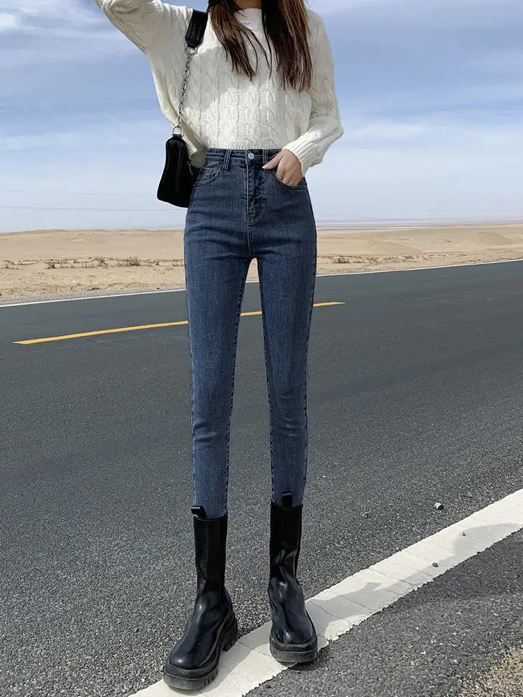Women Skinny Jeans Blue Grey Slim Fit Ankle Length — feature 15