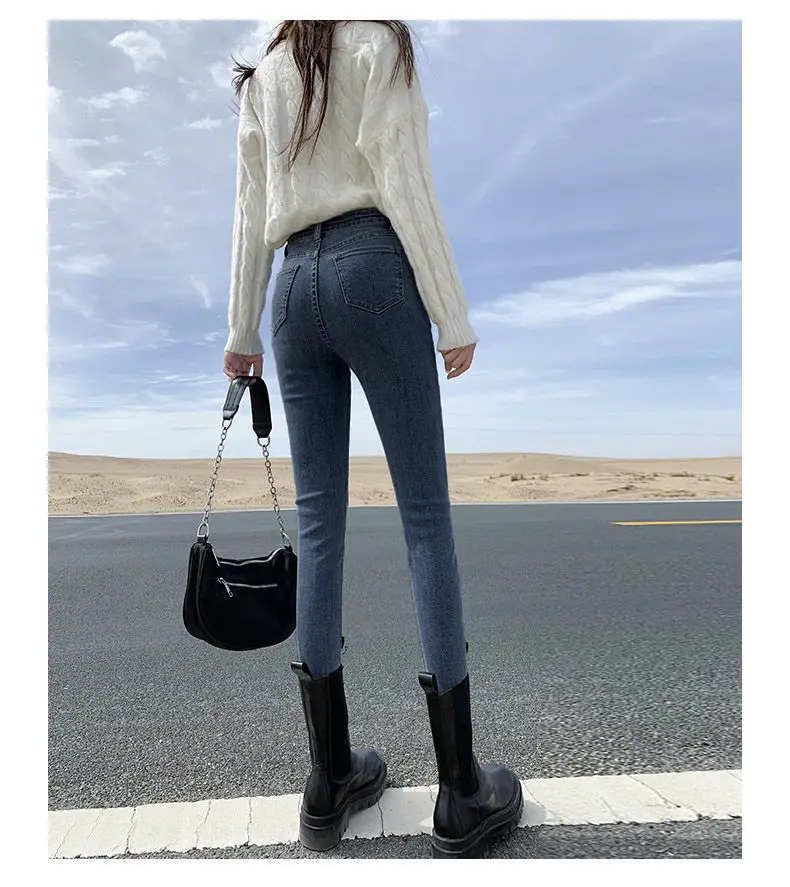 Women Skinny Jeans Blue Grey Slim Fit Ankle Length — feature 16