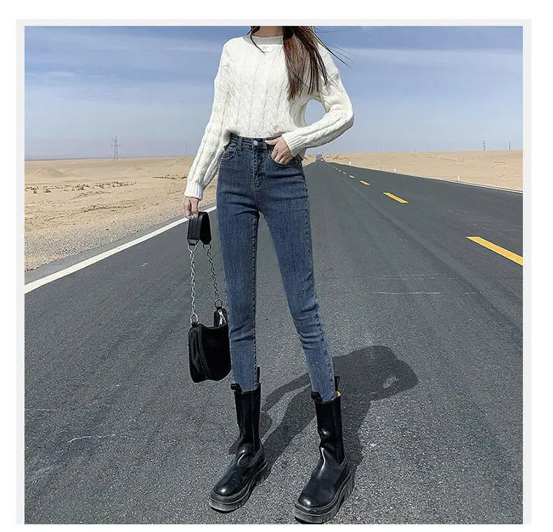 Women Skinny Jeans Blue Grey Slim Fit Ankle Length — feature 3