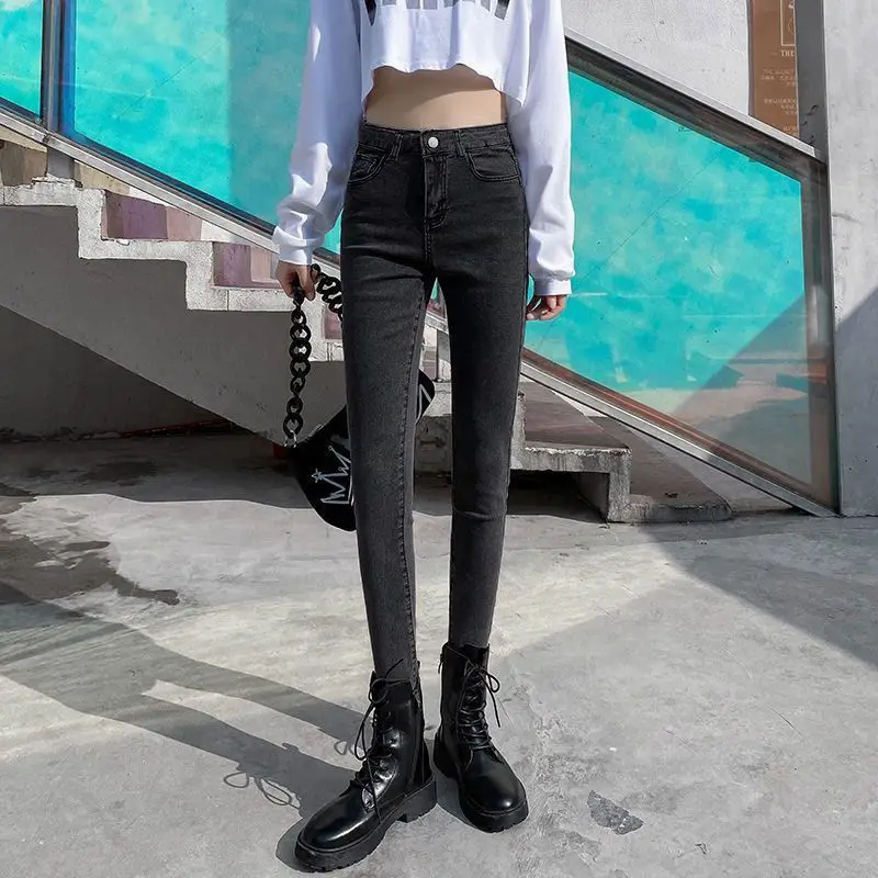 Women Skinny Jeans Blue Grey Slim Fit Ankle Length - Image 3