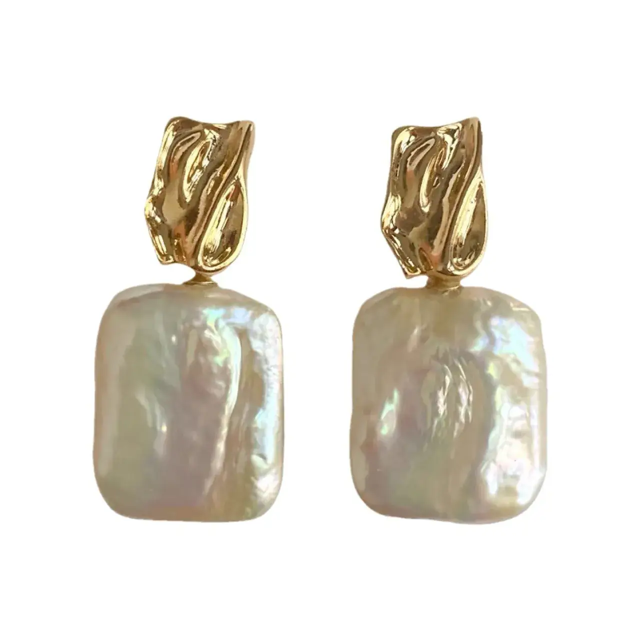Natural Cube Pearl Earrings for Women French Style