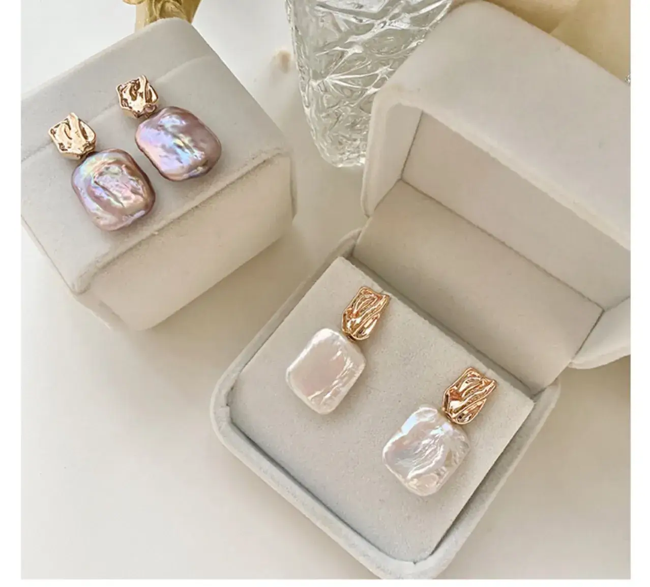 Natural Cube Pearl Earrings for Women French Style — feature 8