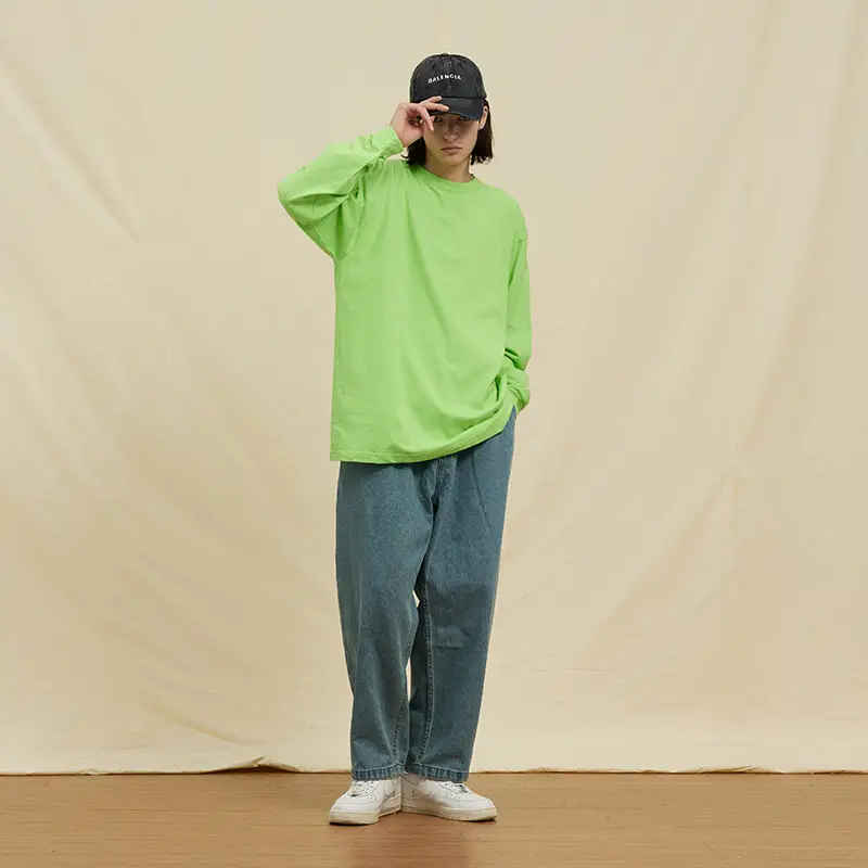 White Long Sleeve Heavy Cotton T-Shirt for Men Women