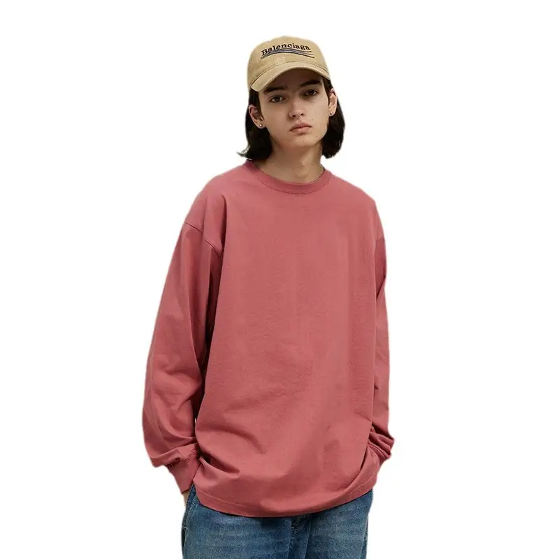White Long Sleeve Heavy Cotton T-Shirt for Men Women