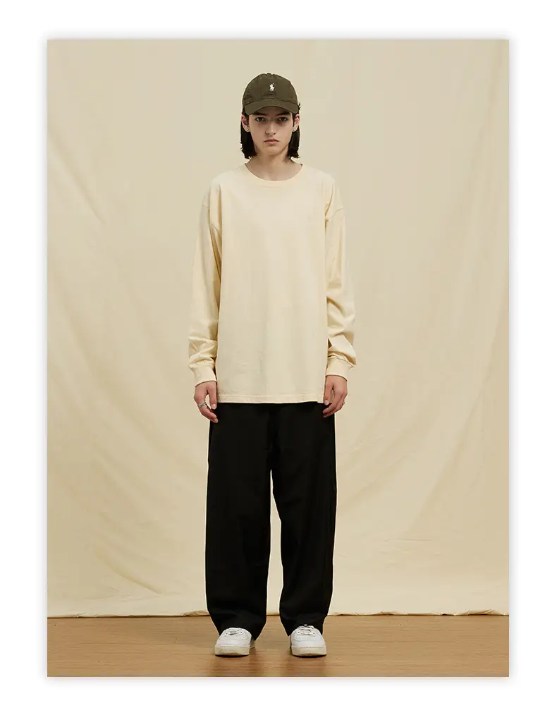 White Long Sleeve Heavy Cotton T-Shirt for Men Women — feature 17