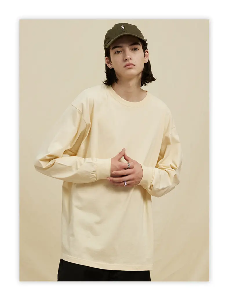 White Long Sleeve Heavy Cotton T-Shirt for Men Women — feature 19