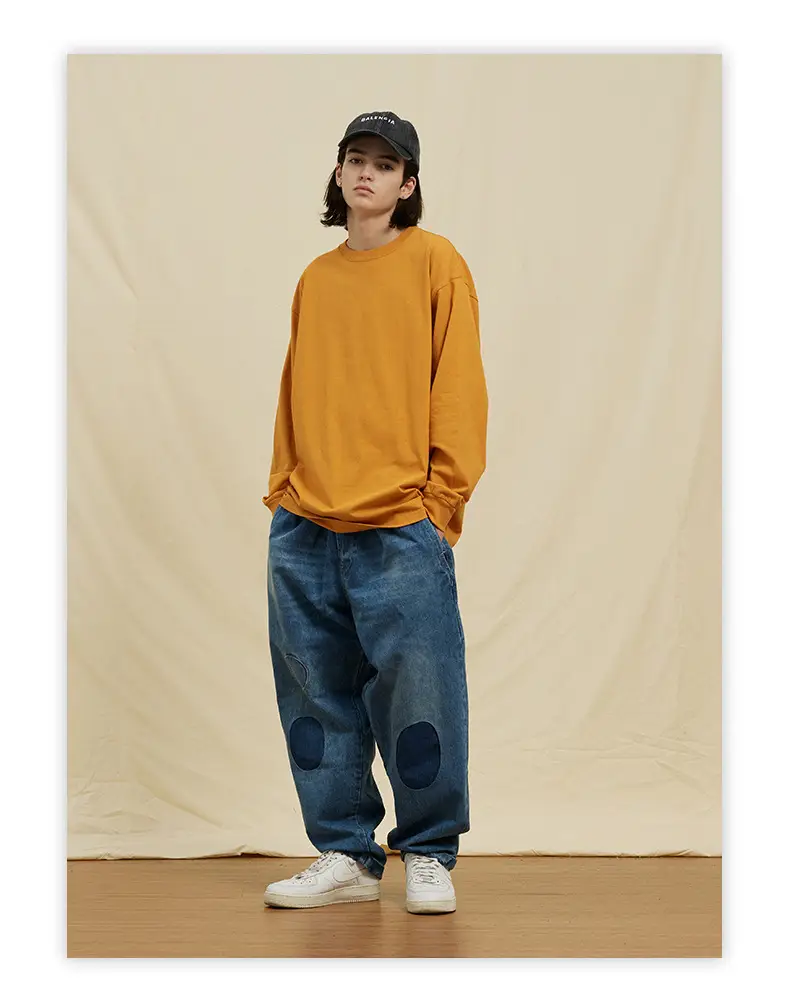 White Long Sleeve Heavy Cotton T-Shirt for Men Women — feature 45