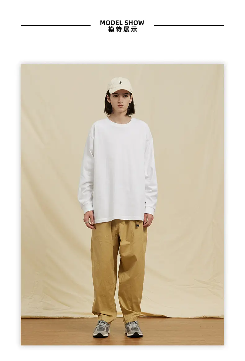 White Long Sleeve Heavy Cotton T-Shirt for Men Women — feature 5