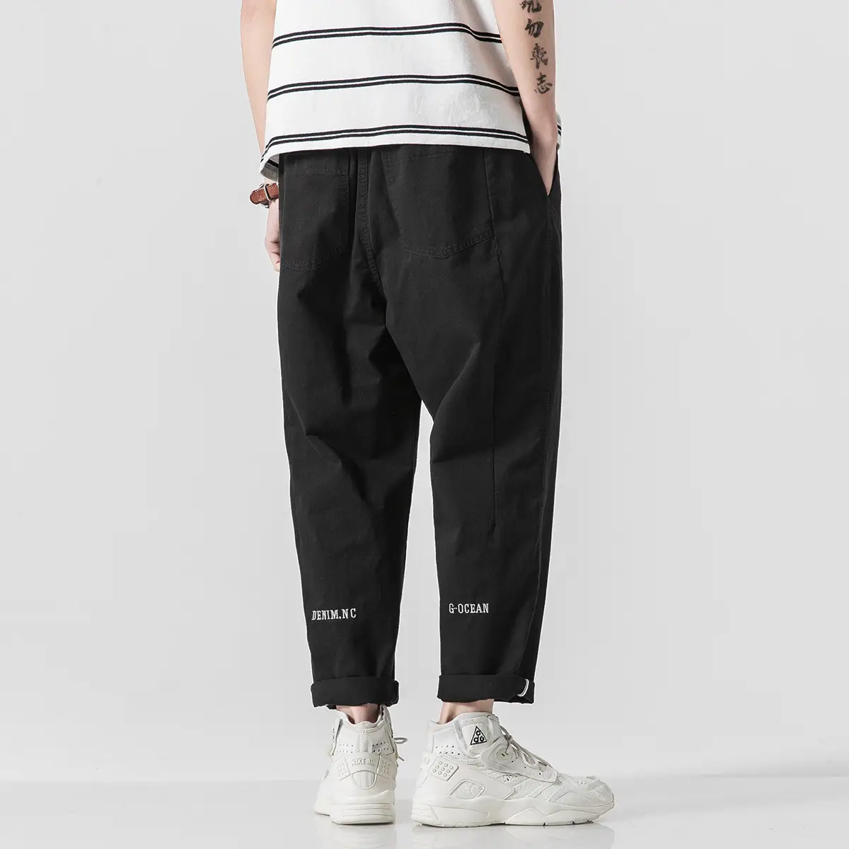 Men's Olive Green Loose Straight Harem Pants