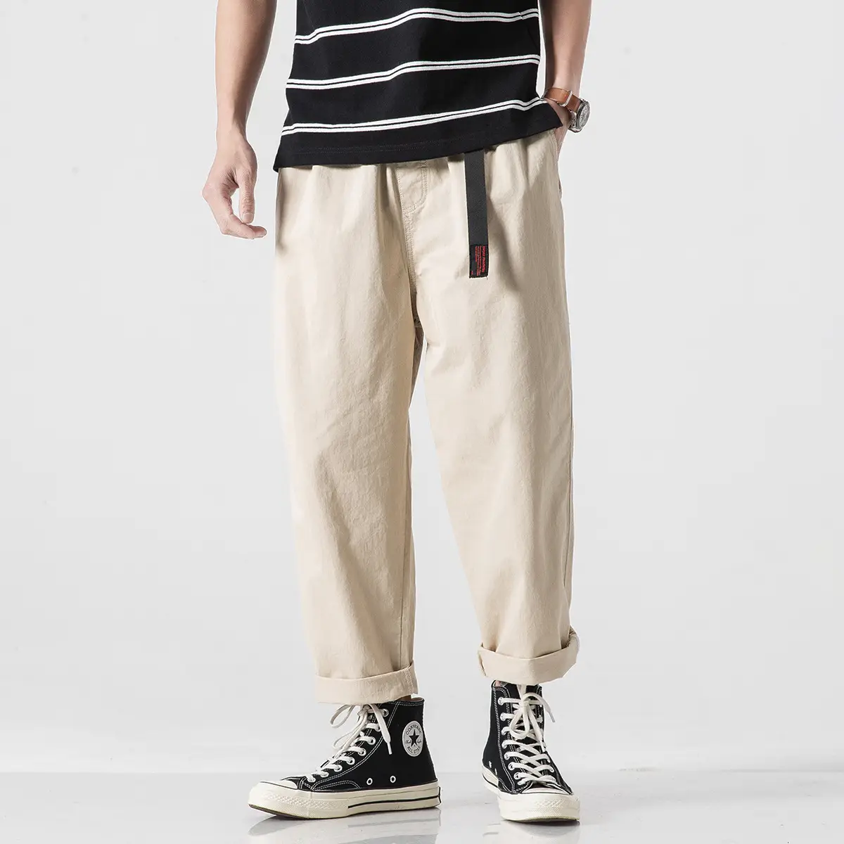 Men's Olive Green Loose Straight Harem Pants