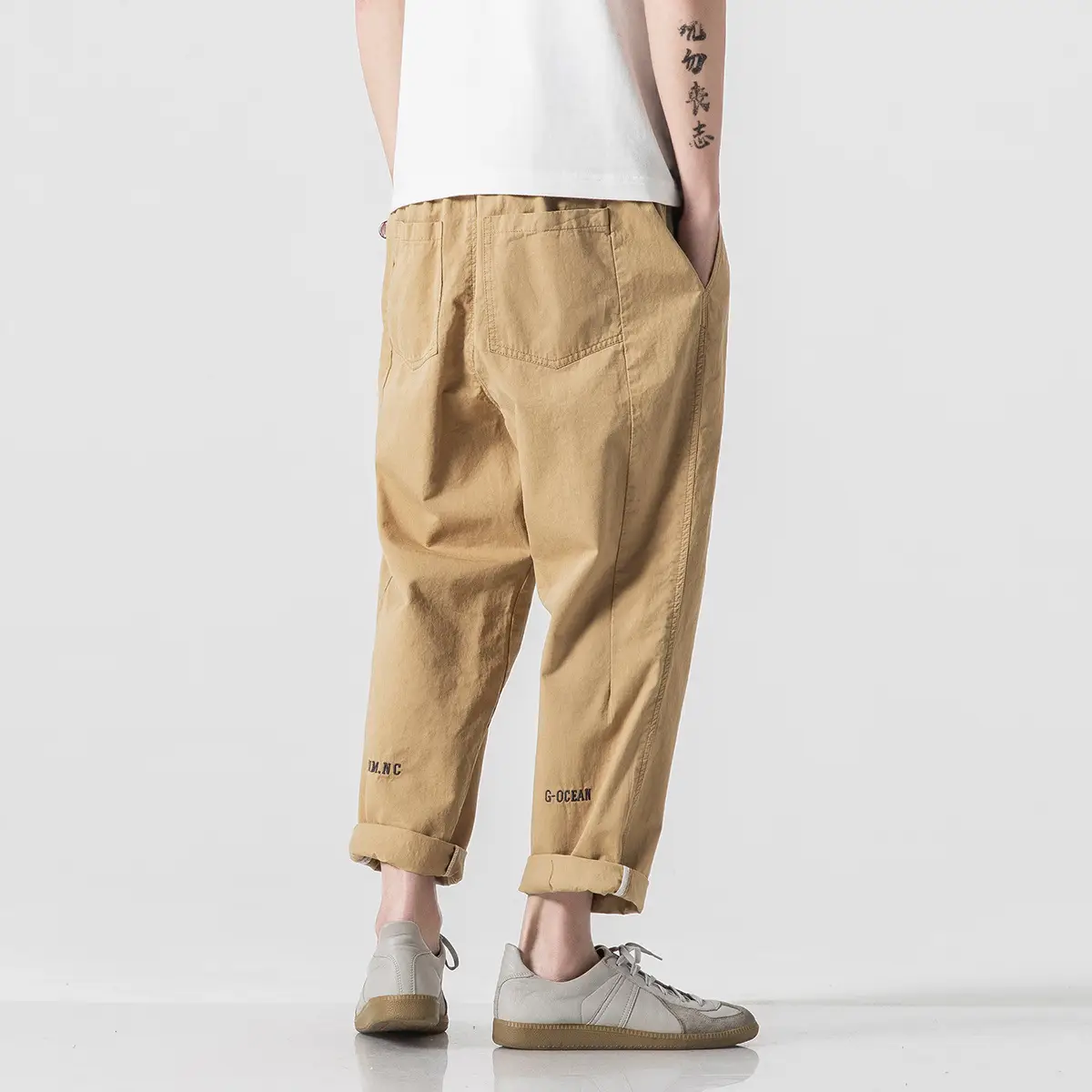 Men's Olive Green Loose Straight Harem Pants
