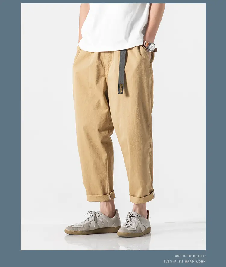 Men's Olive Green Loose Straight Harem Pants — feature 10