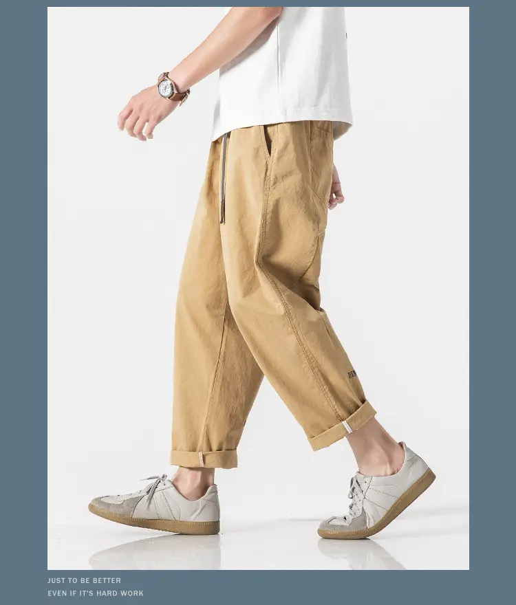 Men's Olive Green Loose Straight Harem Pants — feature 12