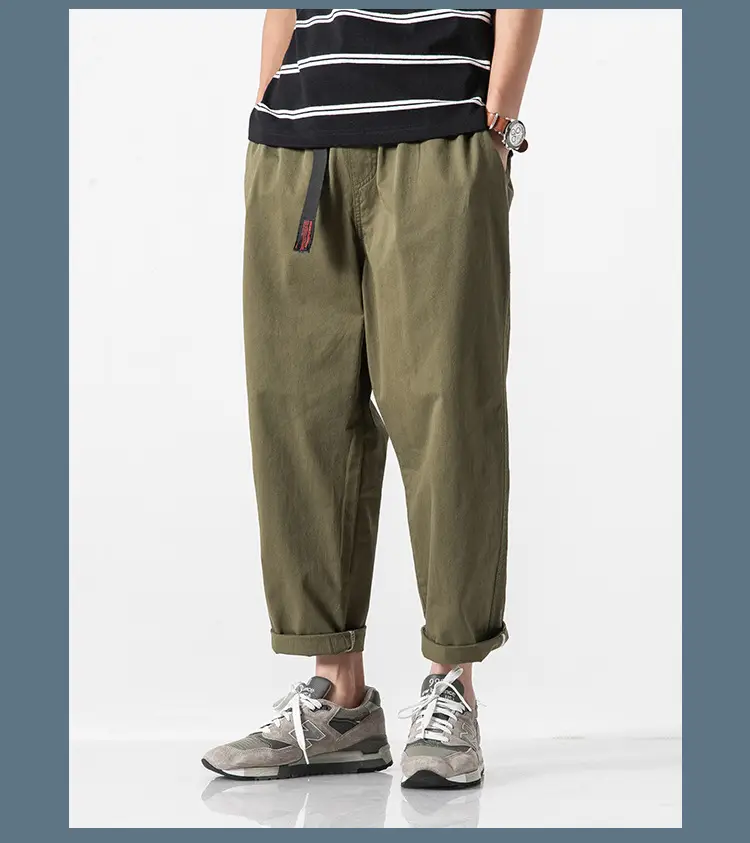Men's Olive Green Loose Straight Harem Pants — feature 16