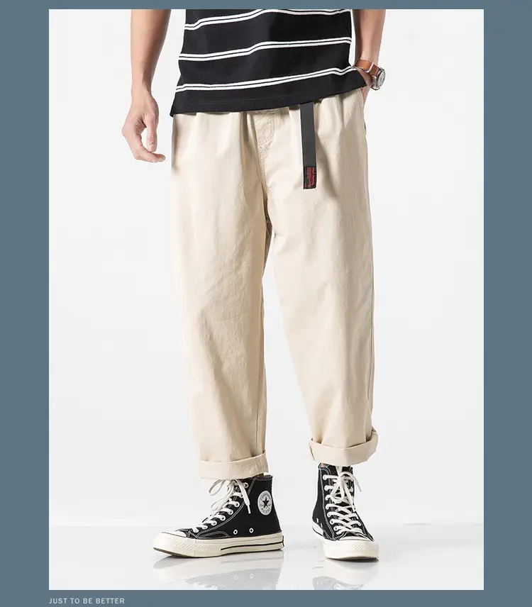 Men's Olive Green Loose Straight Harem Pants — feature 21