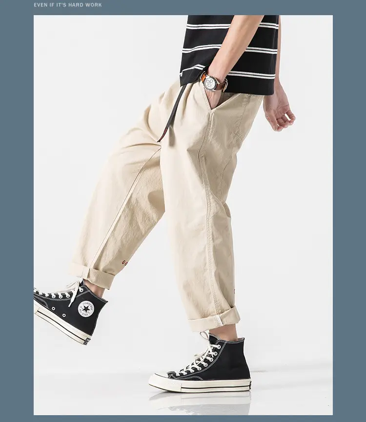 Men's Olive Green Loose Straight Harem Pants — feature 22